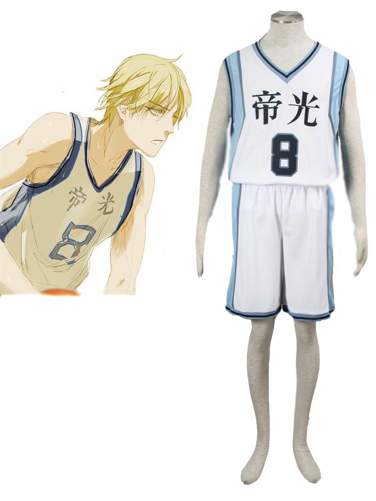 Kuroko's Basketball Ryōta Kise Teikō Middle School's basketball team Uniform White Number 8 Cosplay Costume